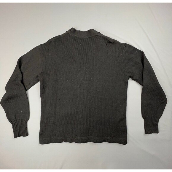 Vtg Wool 50s Revere Yellow K Varsity Cardigan Sweater Men Large Letterman Black - Picture 2 of 11